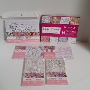 Adult Coloring Stationary, Notepads, Postcards Set